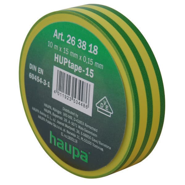 Haupa Изолента ПВХ, цвет желто-зеленый, шир. 15мм, длина 10 м, d 60 мм 263818