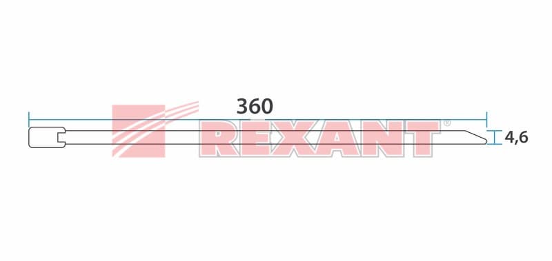 Хомут стальной 360 x 4,6 мм 50 шт Rexant 07-0368 — миниатюра 2