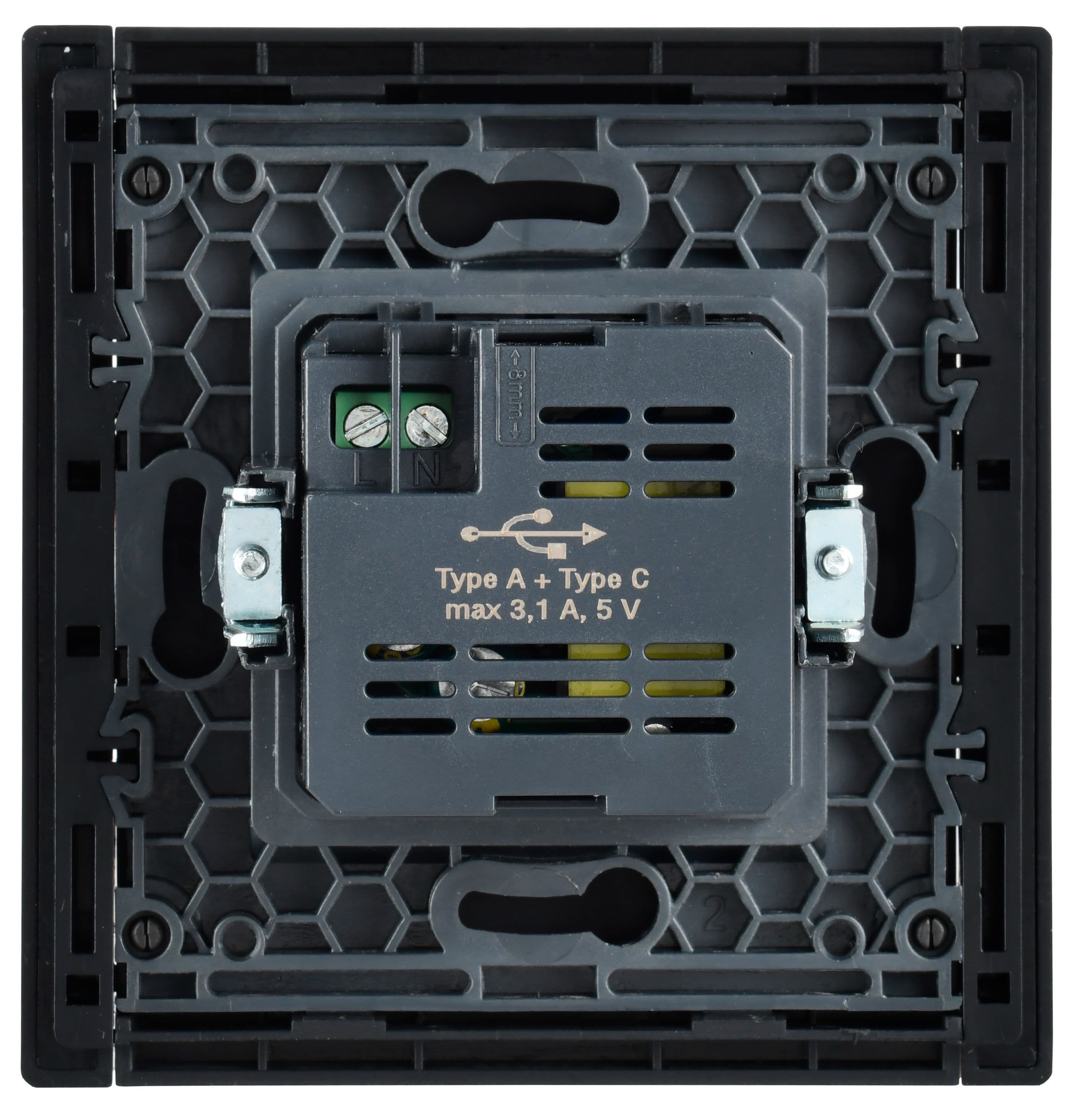 IEK FORTE&PIANO Сталь Розетка USB A+C 3,1А FP550 — миниатюра 3