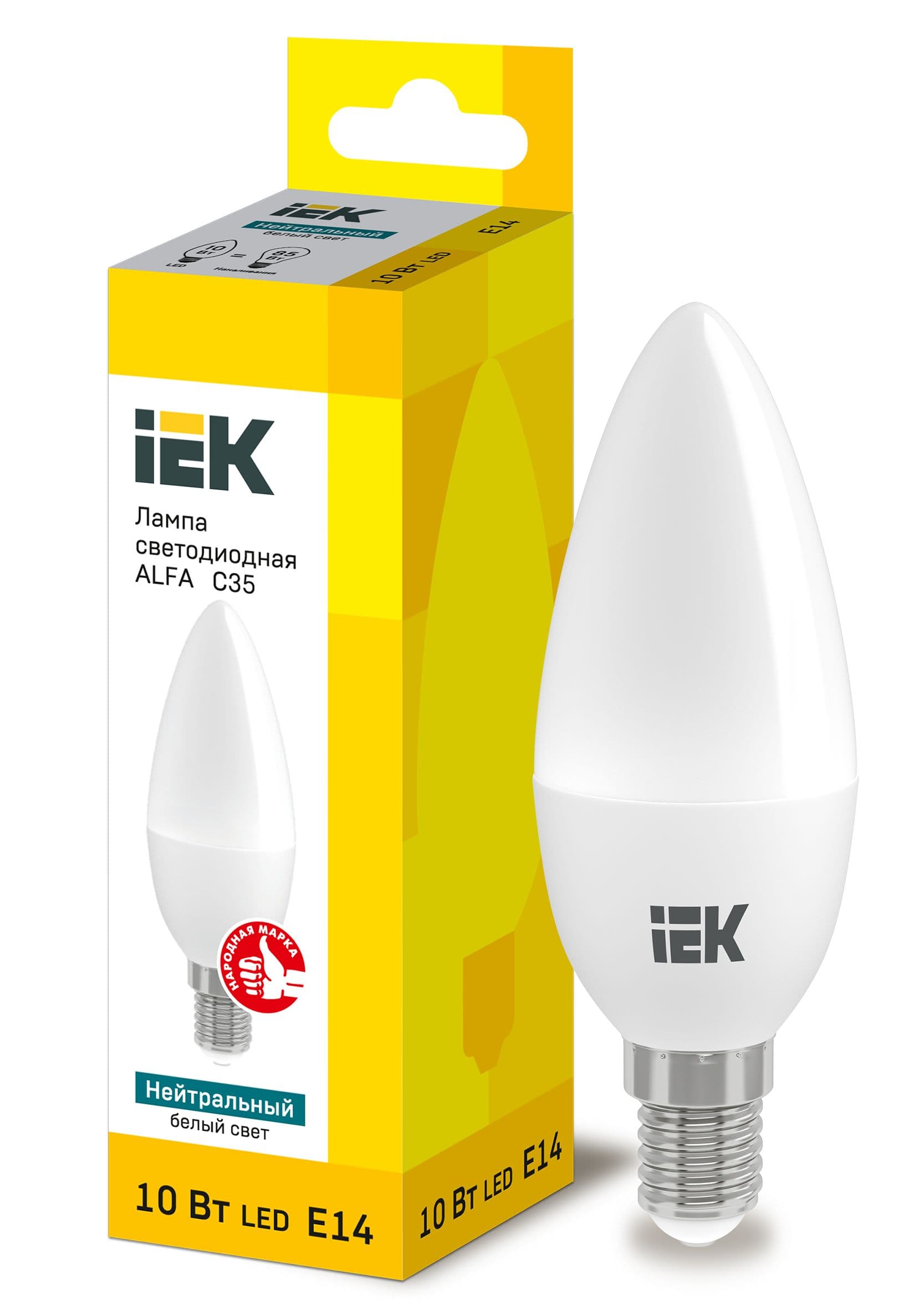IEK Лампа LED ALFA C35 свеча 10Вт 230В 4000К E14