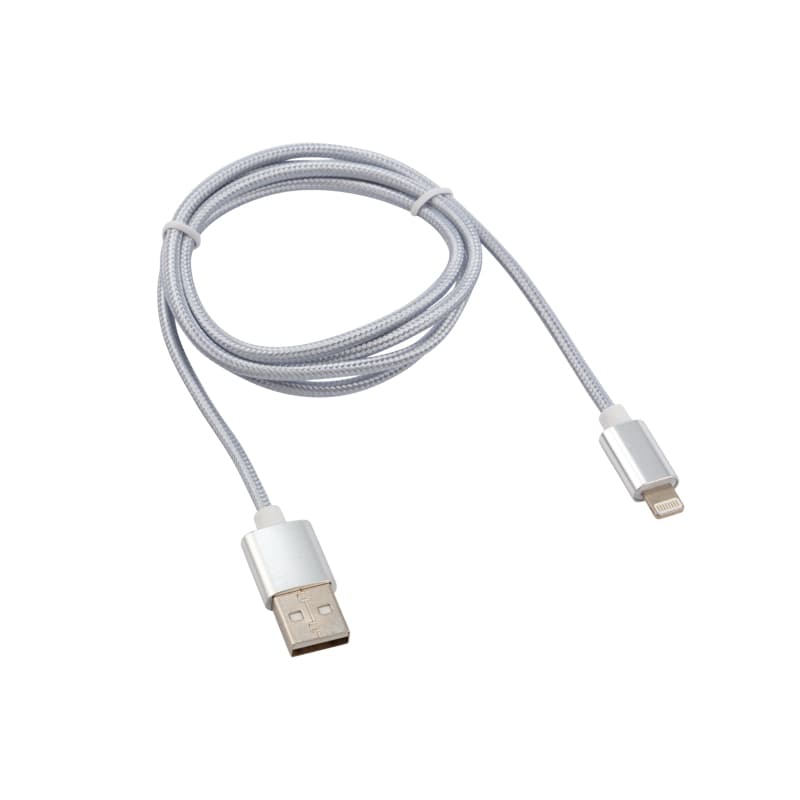 Кабель USB-Lightning для iPhone 1m/nylon/silver/ Rexant 18-7051