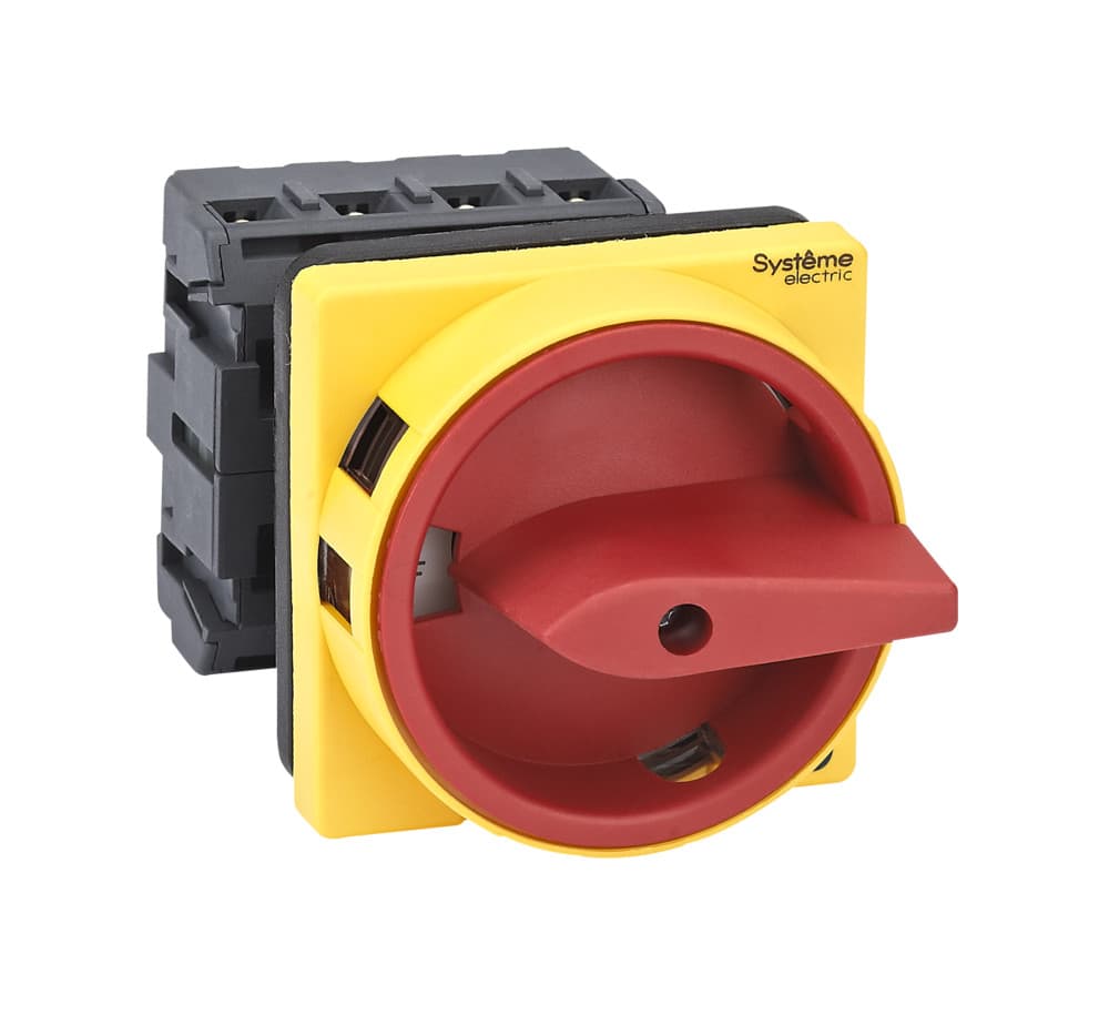 Systeme Electric Выключатель-разъединитель 4P 32A IP20 с красной рукояткой на дверцу 4 винтами с замком