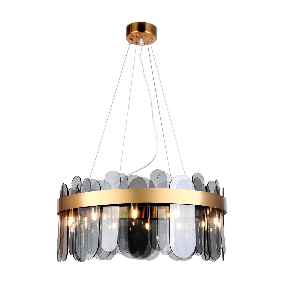 Ambrella Подвесная люстра с хрусталем TR5344/12 GD/SM золото/дымчатый G9/12 max 40W D600*770 — миниатюра 1