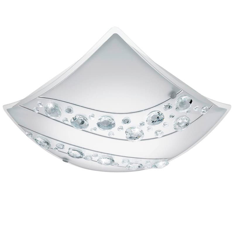 Eglo Светильник LED настенно-потолочный NERINI, 16W(E27), 340х340, сталь, белый/стекло, хрусталь, белый, черн., прозрач. 95578