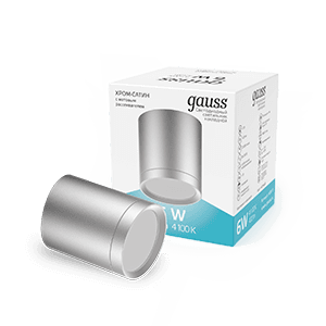 Gauss Светильник Overhead накл цил 6W 420lm 4100K 170-240V IP20 68*75мм хром сатин с расс LED HD019 — миниатюра 1