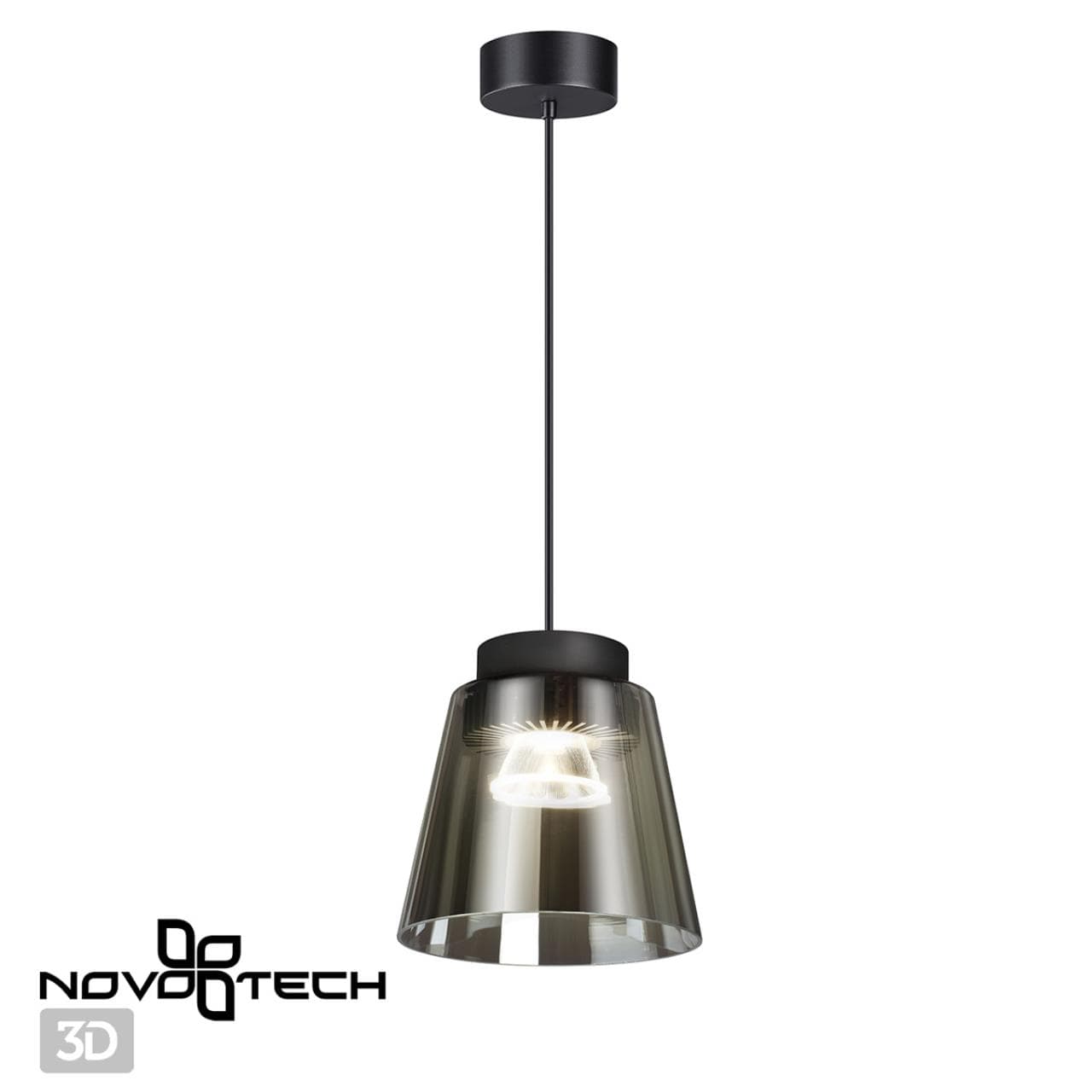 Novotech 358643 OVER NT21 000 корпус черный/плафон дымчатый Светильник накладной светодиодный, длина провода 2м IP20 LED 4000K 24W 175-245V ARTIK