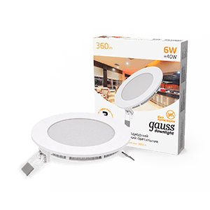 Gauss Светильник Slim круг 6W 360lm 3000K 180-265V IP20 монтаж Ø105 120*22 LED 939111106 — миниатюра 1