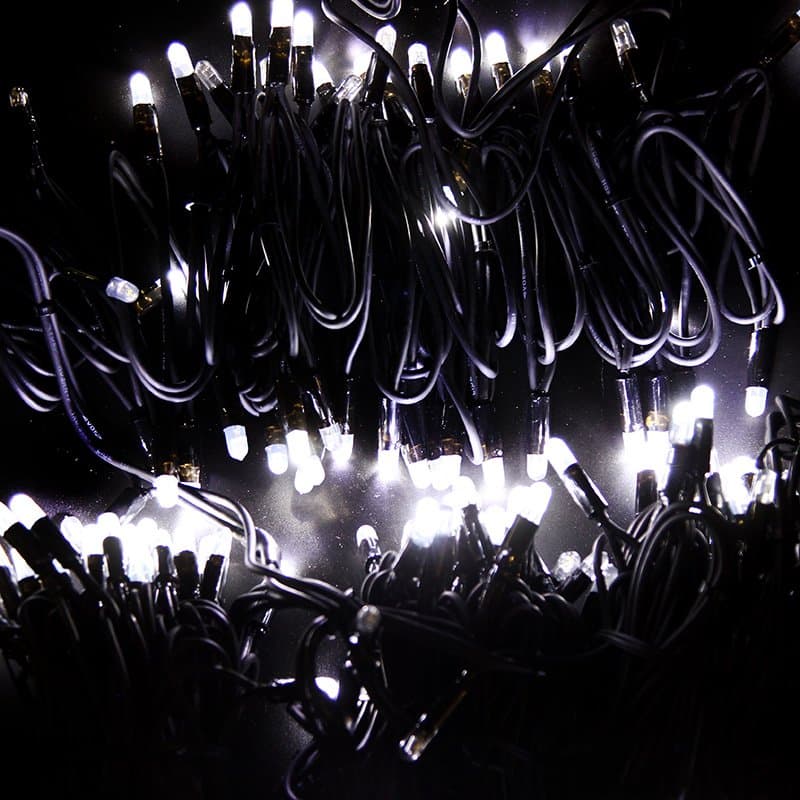 NEON-NIGHT Гирлянда модульная "Дюраплей LED" 20м 200 LED черный каучук , мерцающий "Flashing" (каждый 5-й диод), Белая 315-175