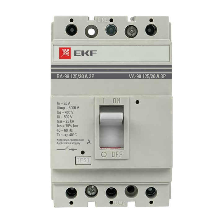 EKF Выключатель автоматический ВА-99 125/20А 3P 25кА PROxima — миниатюра 4