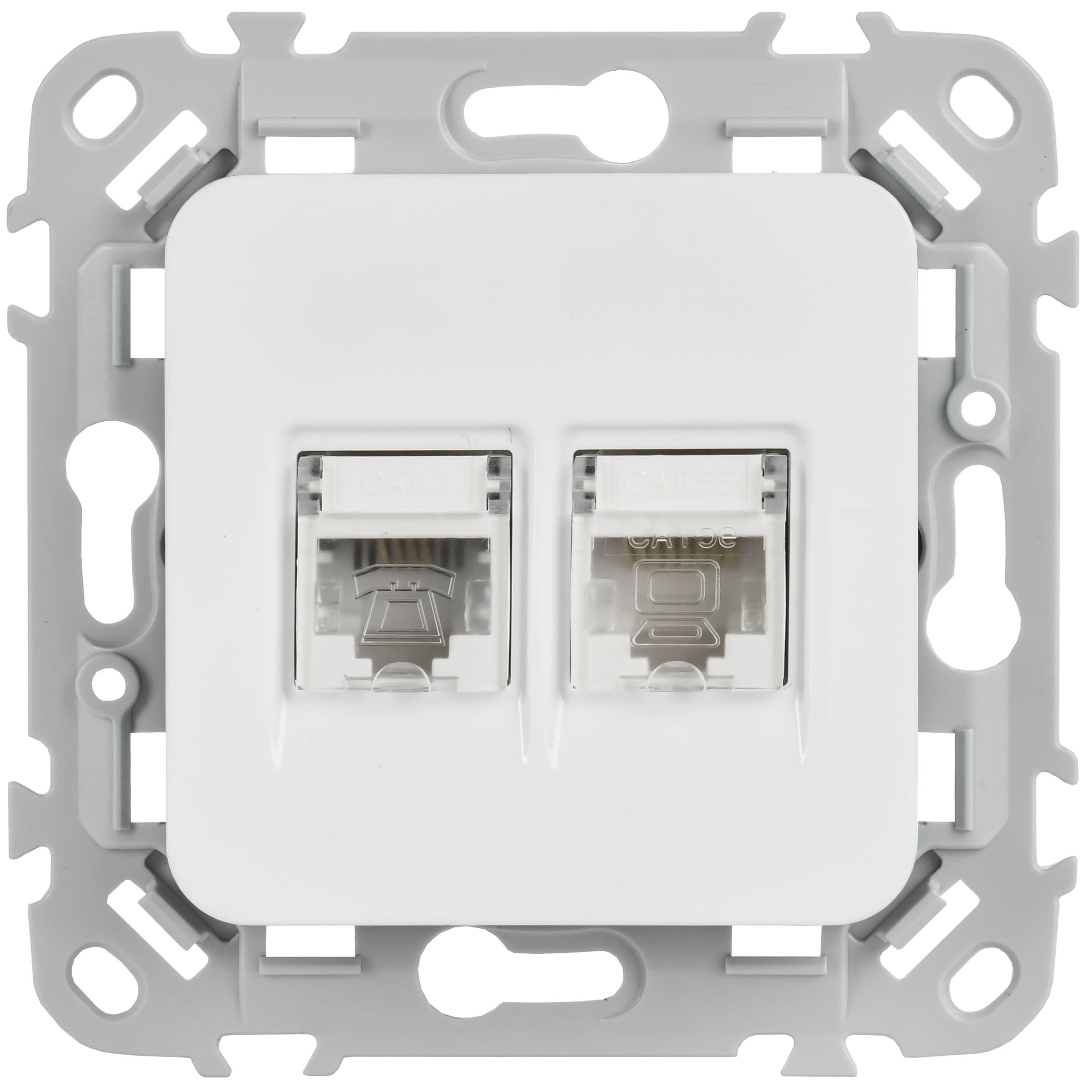 IEK FLITE Белый Розетка 2-местная RJ45/RJ11 категория 5Е/3 UTP — миниатюра 2