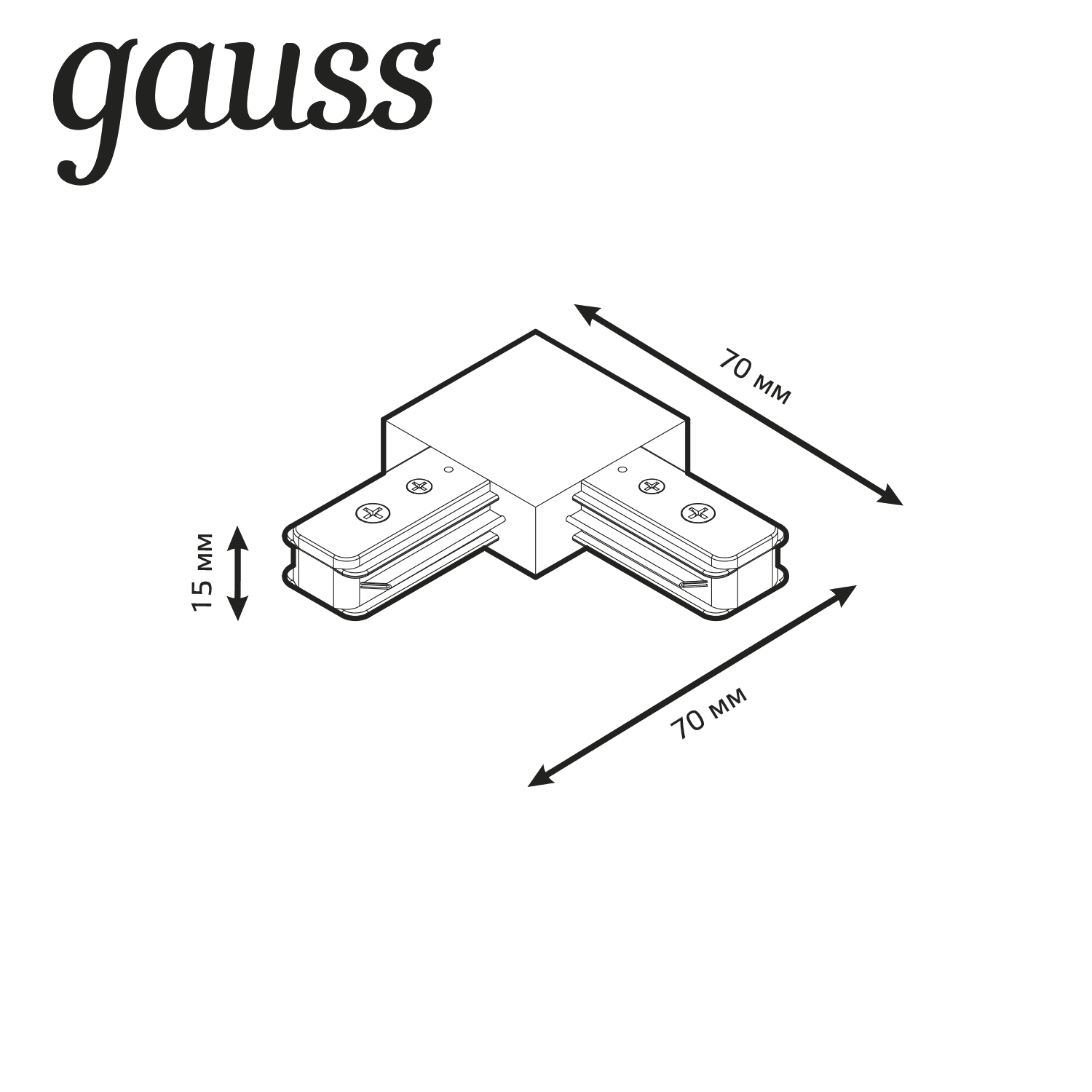 Gauss Коннектор для трековых шинопроводов угловой (L) белый TR108 — миниатюра 2