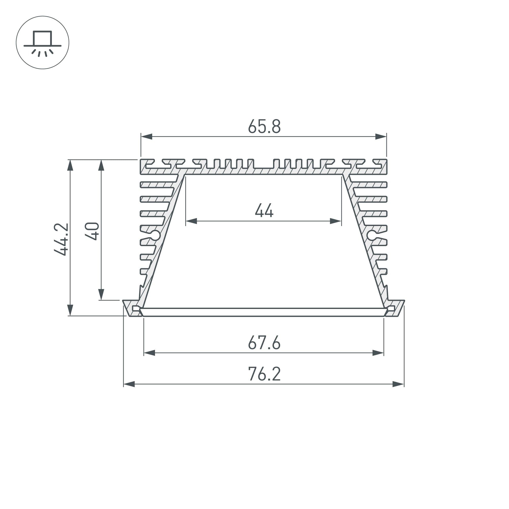 Arlight Профиль KLUS-POWER-RW70F-2000 ANOD (Алюминий) 019881 — миниатюра 2