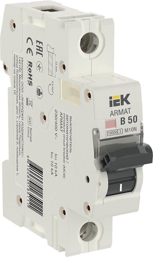IEK ARMAT Автоматический выключатель M10N 1P B 50А AR-M10N-1-B050