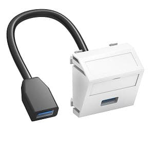OBO Bettermann Розетка мультимедийная USB 3.0 A-A, 1 модуль Modul45, 45х45 мм (наклонная), белая 6104934 — миниатюра 2
