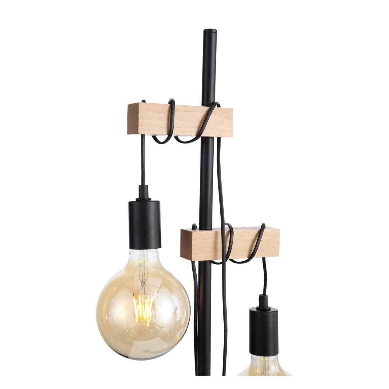 Evoluce SL1142.405.01 Торшер Черный, Светлое дерево E27 2*60W — миниатюра 3