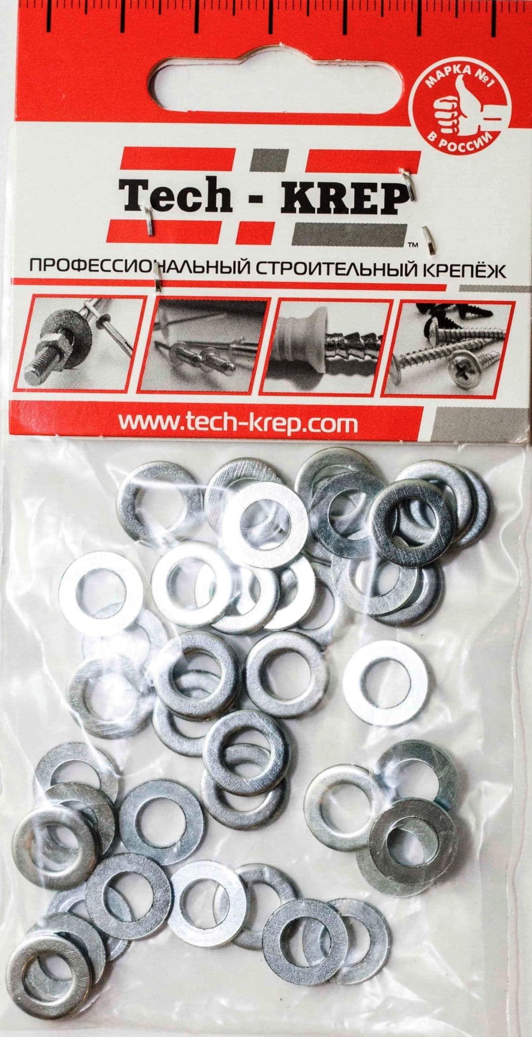 Tech-Krep Шайба DIN125а плоская оцинк. М6 (40 шт) - пакет 103044 — миниатюра 2