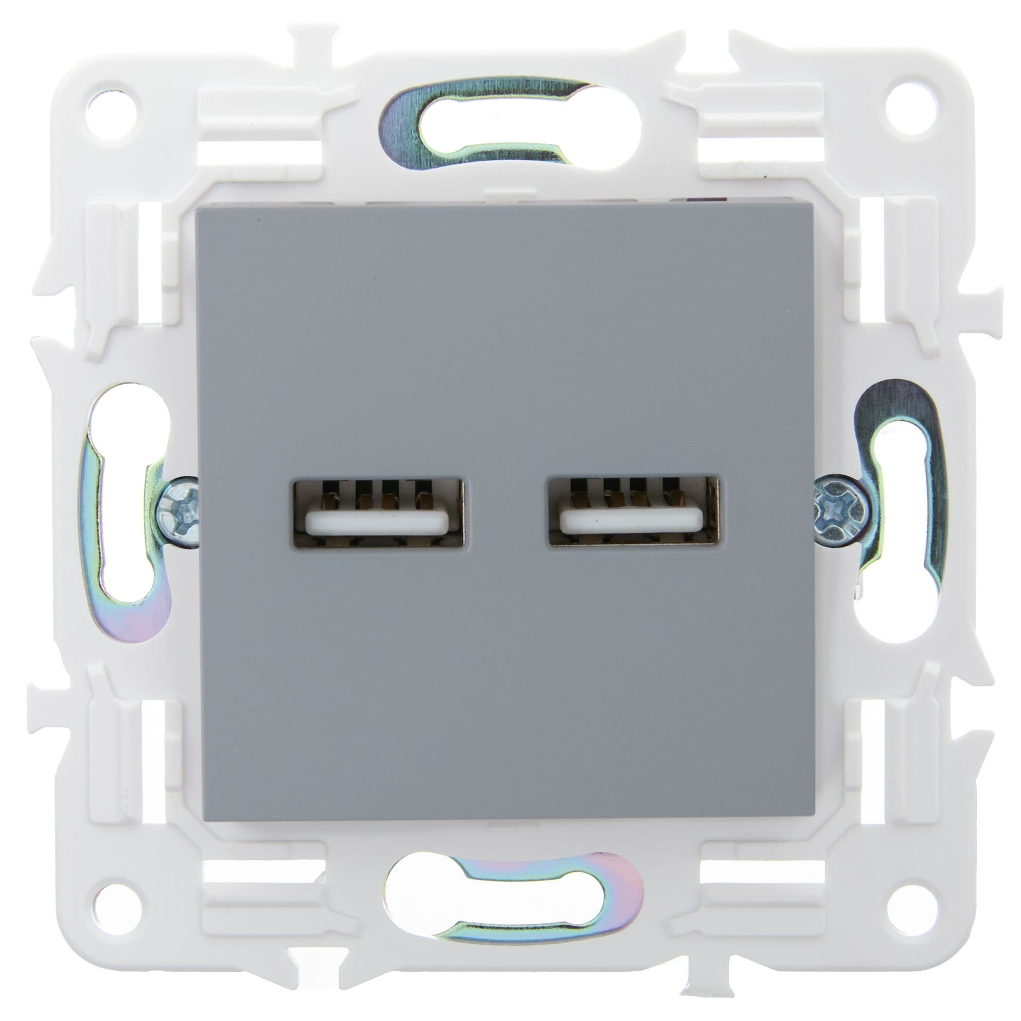 IEK SKANDY Серый Розетка USB A+A 3,1А SK-R15Gr — миниатюра 2