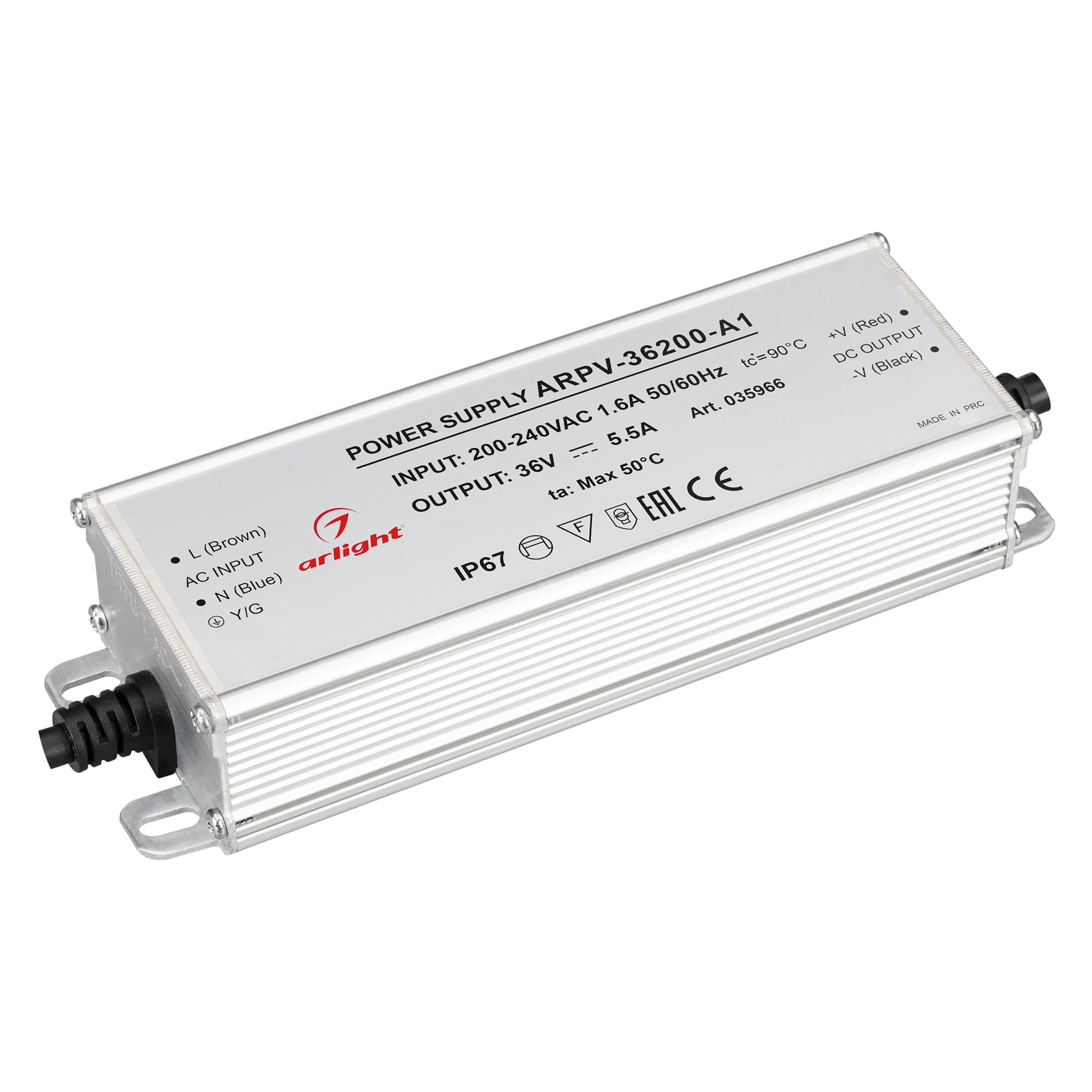 Arlight Блок питания ARPV-36200-A1 (36V, 5.55A, 200W) (IP67 Металл, 3 года) 035966