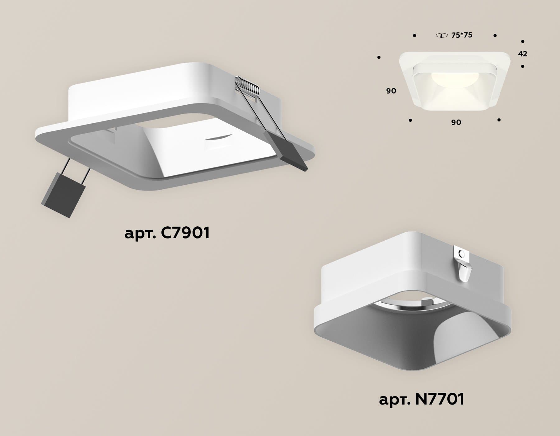 Ambrella Комплект встраиваемого светильника XC7901001 SWH белый песок MR16 GU5.3 (C7901, N7701) — миниатюра 2