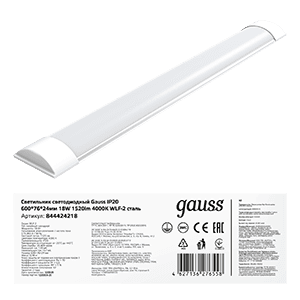Gauss Светильник светодиодный IP40 600*76*24мм 18W 1520lm 4000K WLF-2 сталь 844424218
