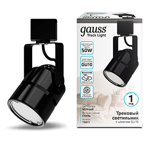 Gauss Светильник трековый цилиндр GU10 220V IP20 60*145мм черный однофазный TR011 — миниатюра 1