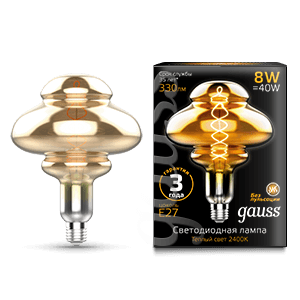 Gauss Лампа Filament BD160 8W 330lm 2400К Е27 gray flexible LED 162802008 — миниатюра 1