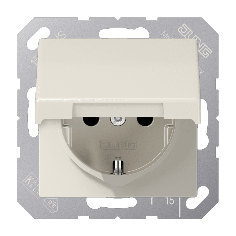 JUNG Штепсельная розетка SCHUKO 16A 250V~ с крышкой и защитой от детей слоновая кость AS1520BFKIKL
