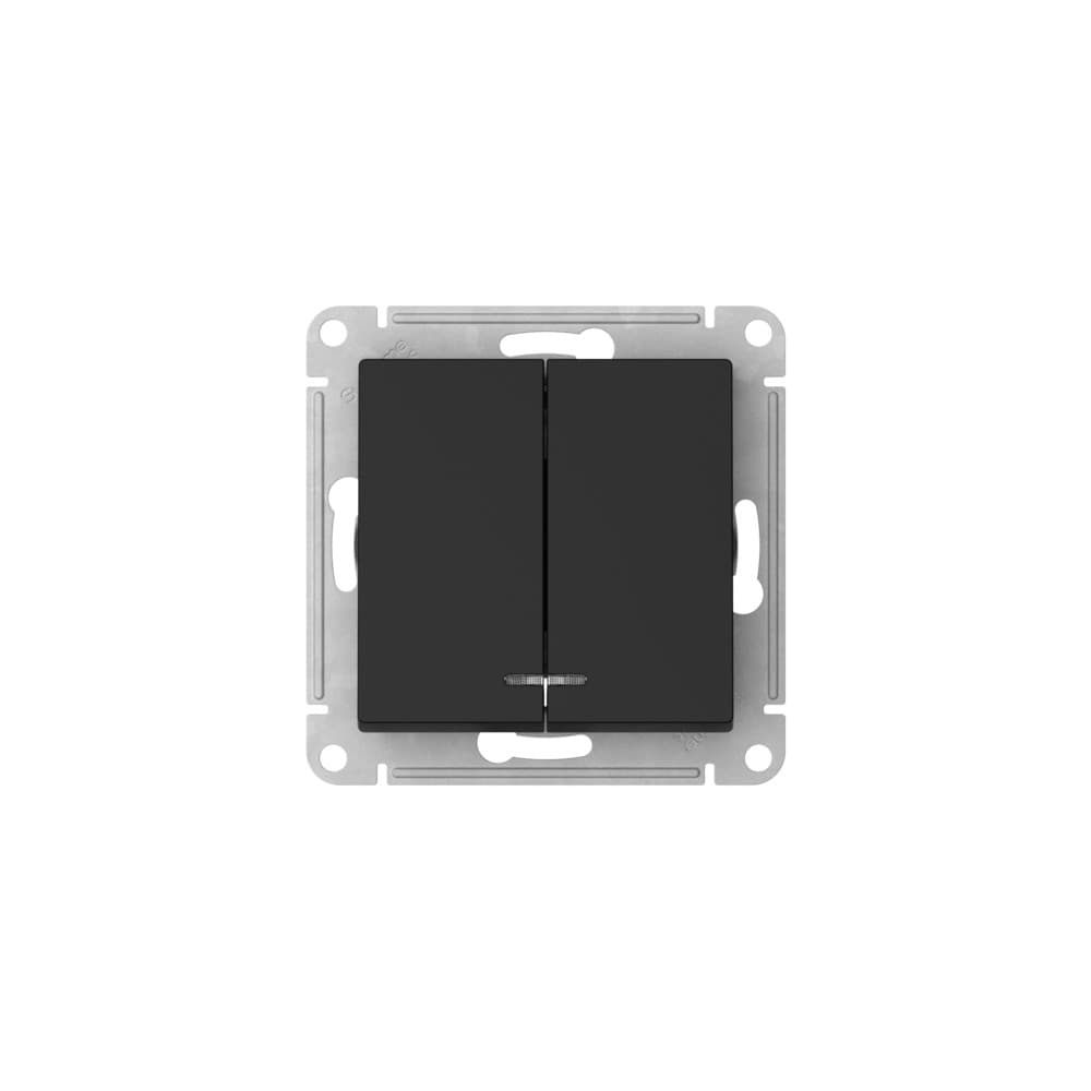 Systeme Electric AtlasDesign Карбон Выключатель 2-клавишный с подсвет.,сх.5а, 10АХ, мех., быстрозажим. клем. — миниатюра 3