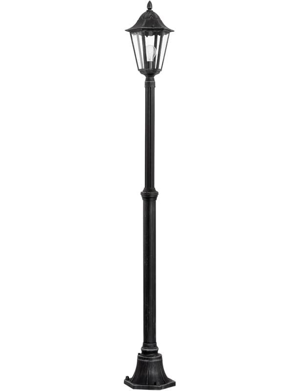 Eglo Уличный фонарь NAVEDO, 1х60W (E27), H2000, литой алюм., черный, серебр. патина/cтекло 93464