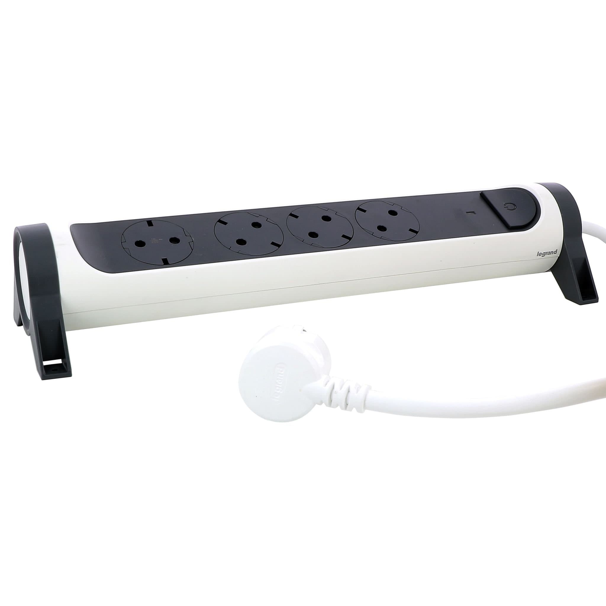 Legrand Revolution Комфорт Бело-черный Удлинитель 6x2К+З с выкл., кабель 1,5м, плоские розетки, с ИПМ и защитой от перегрузки, фиксируемый поворотный 694525 — миниатюра 5