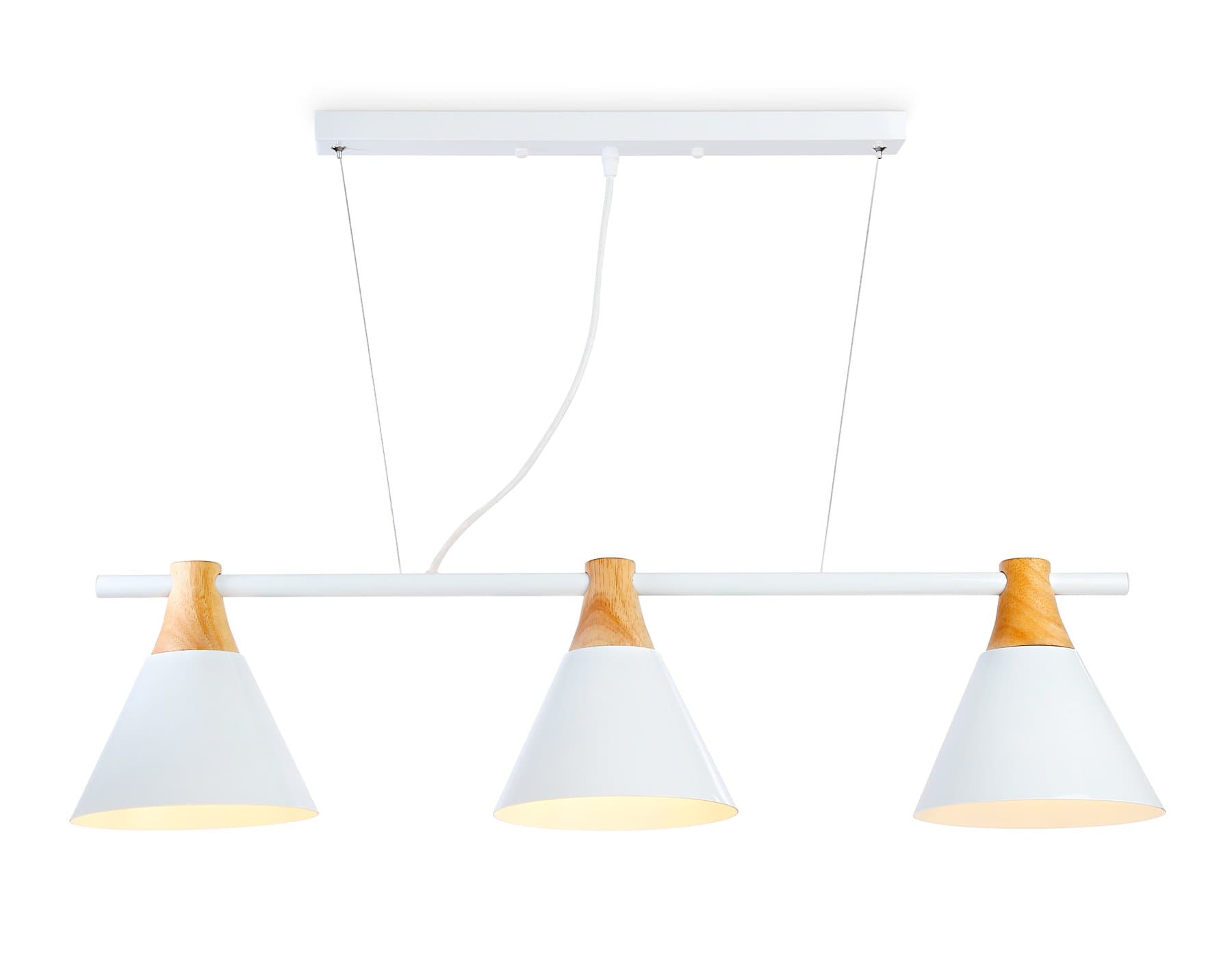 Ambrella Подвесной светильник в стиле лофт TR8196/3 WH/LW белый/светлое дерево E27*3 max 40W 880*200*1010 — миниатюра 1