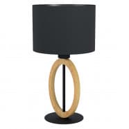 Eglo BASILDON 1 Настольная лампа BASILDON 1, 1Х40W, E27, H425, Ø230, основание: Ø150, сталь/дерево, черный/кор 43569