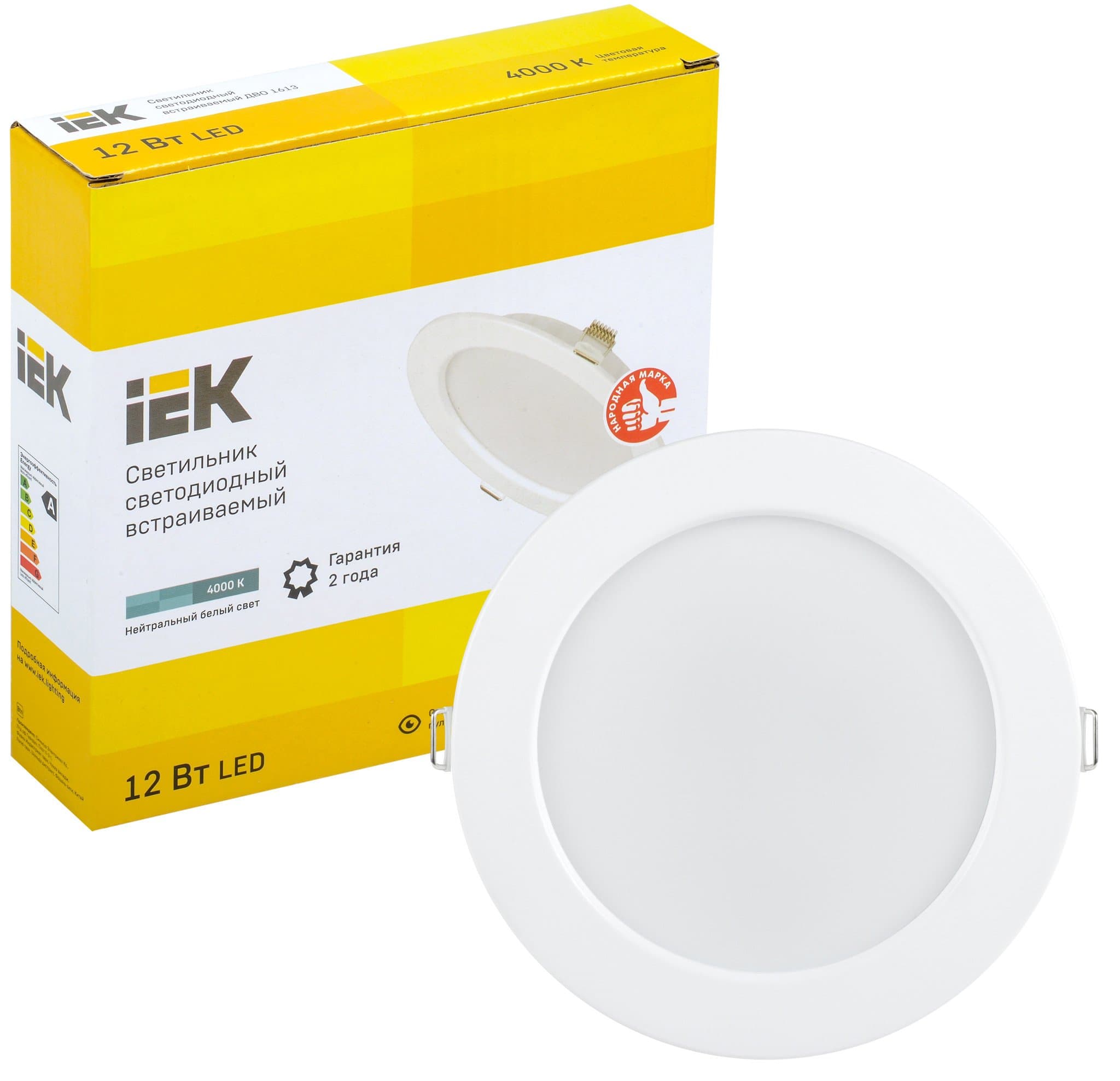 IEK Светильник LED ДВО 1613 белый круг 12Вт 4000К IP20