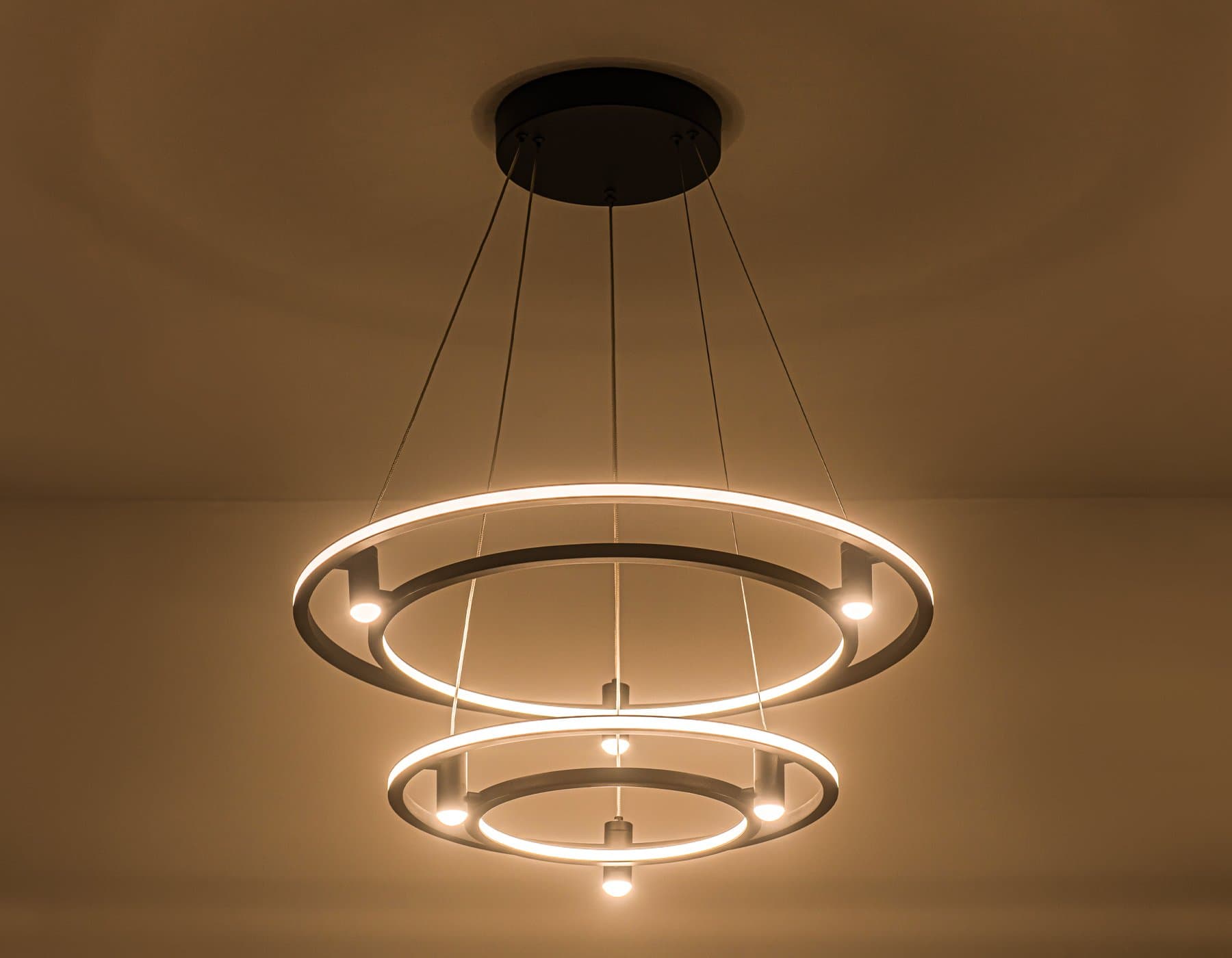 Ambrella Светильник подвесной светодиодный FL5544/2+6 BK черный 90W 3000K/4200K/6400K D600/400*1300 (без ПДУ) — миниатюра 4