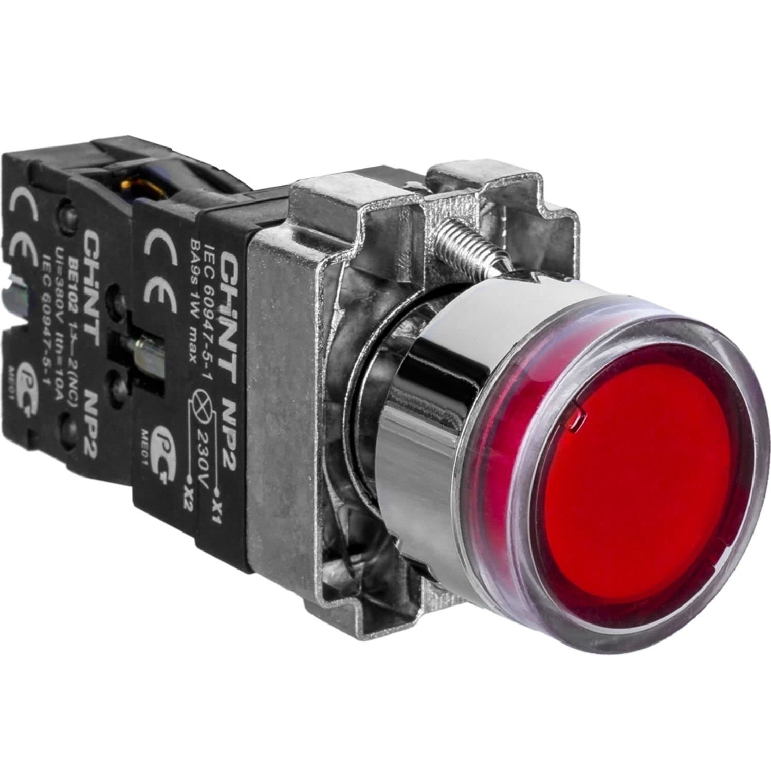 CHINT Кнопка управления NP2-BW3461 1НО красная AC/DC230В(LED) IP40 (R)