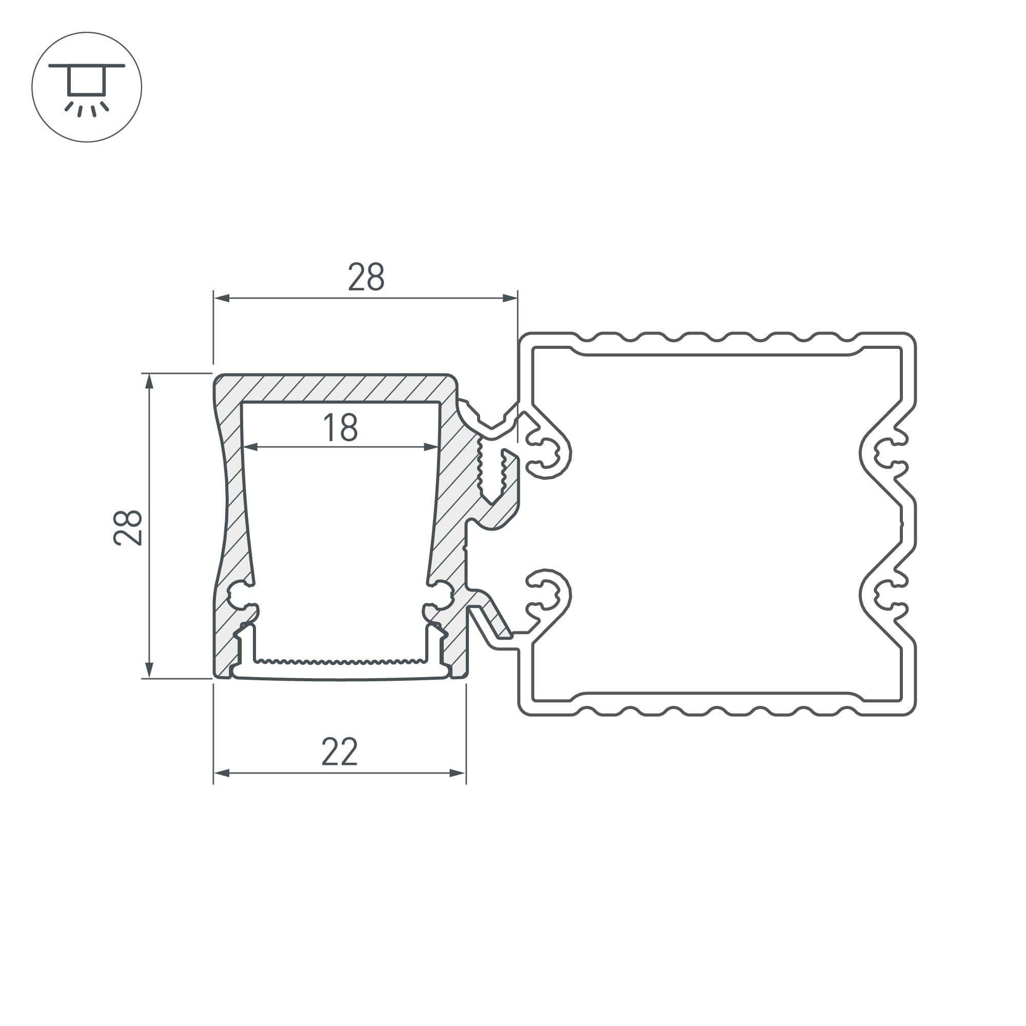 Arlight Профиль с экраном ALU-BASE-WH28-2000 ANOD+FROST (Металл) 015460 — миниатюра 4