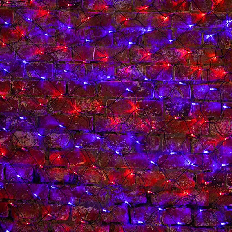 NEON-NIGHT Гирлянда "Сеть" 2,5х2,5м, черный ПВХ, 432 LED Красные/Синие 215-033