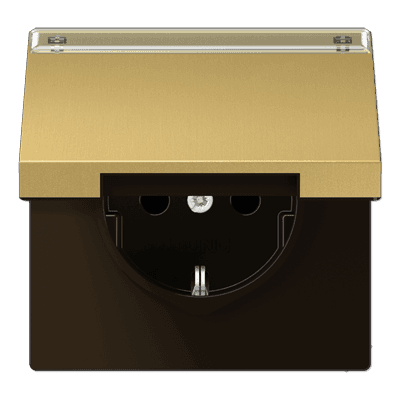 JUNG Штепсельная розетка SCHUKO 16A 250V~ с крышкой, защитой от детей, латунь Classic ME1520NAKLC