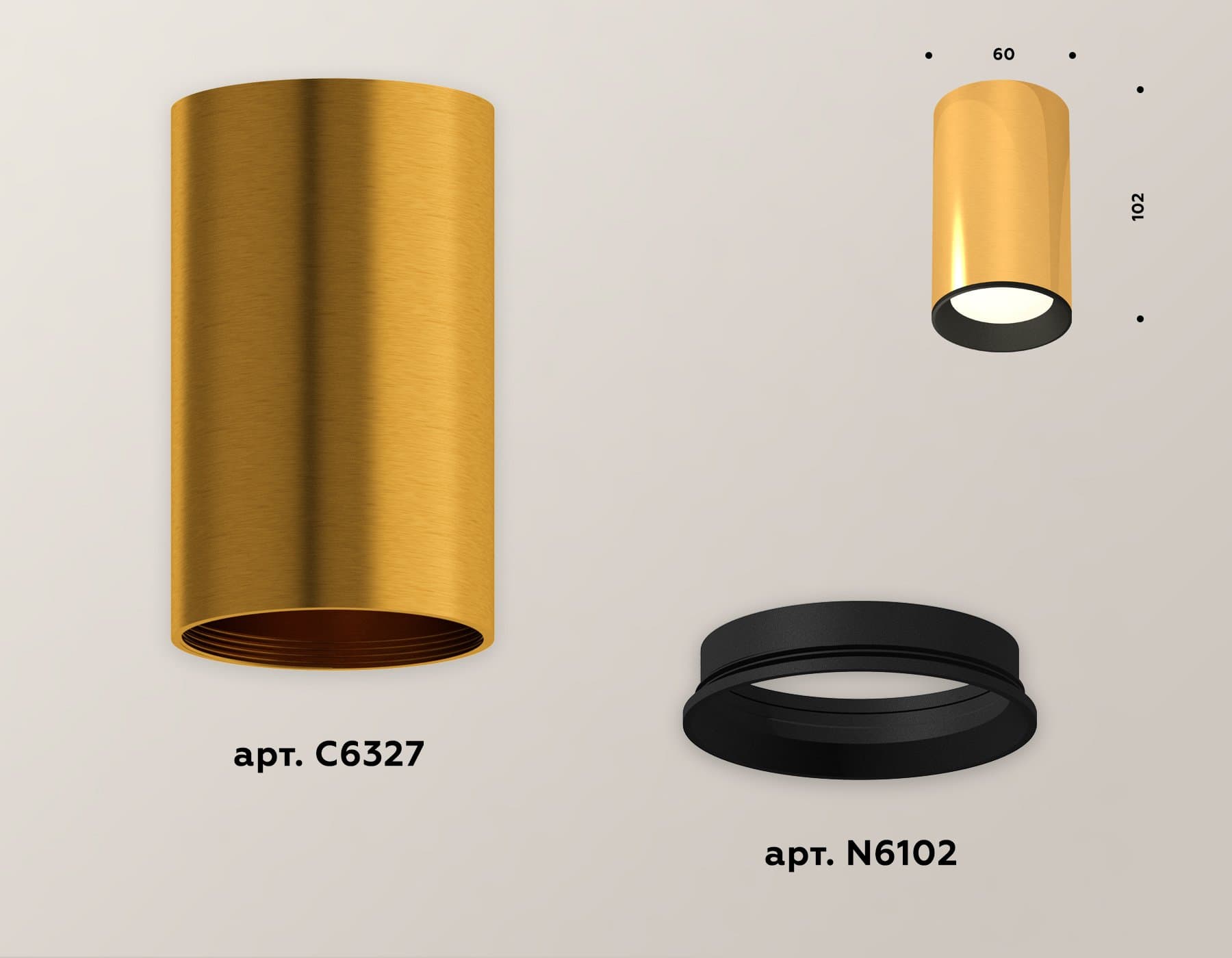 Ambrella Комплект накладного светильника XS6327002 PYG/SBK золото желтое полированное/черный песок MR16 GU5.3 (C6327, N6102) — миниатюра 3