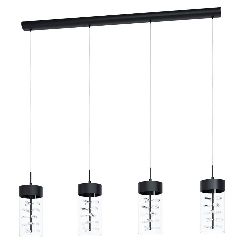 Eglo CABEZOLA Подвес светодиодный димм., 4х6,6W(LED), L1050, B120, H1100, 2880lm, сталь, никель черный/ cтекло, хрусталь, прозрачный 39737