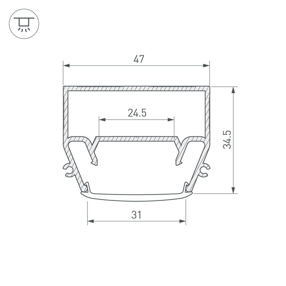 Arlight Профиль STRETCH-S-35-CEIL-CENTER-2000 (GAMMA35) (Алюминий) 040699 — миниатюра 2