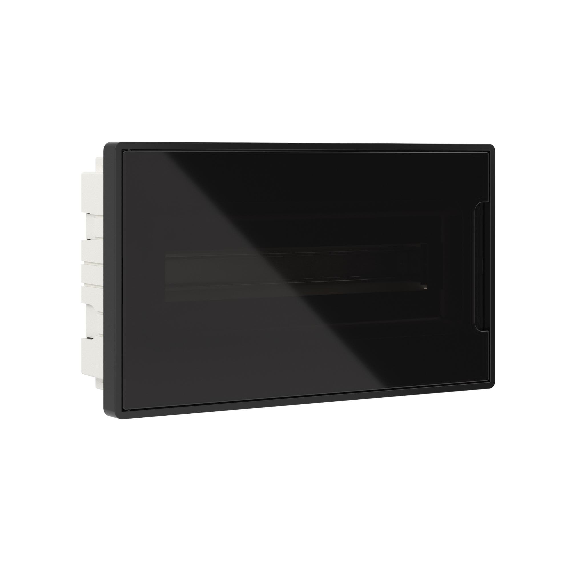 DKC Щиток 18 мод встраиваемый FRAME, черный, с тонированной дверцей, с 2 шинами PEN на 8 и 10 отв.