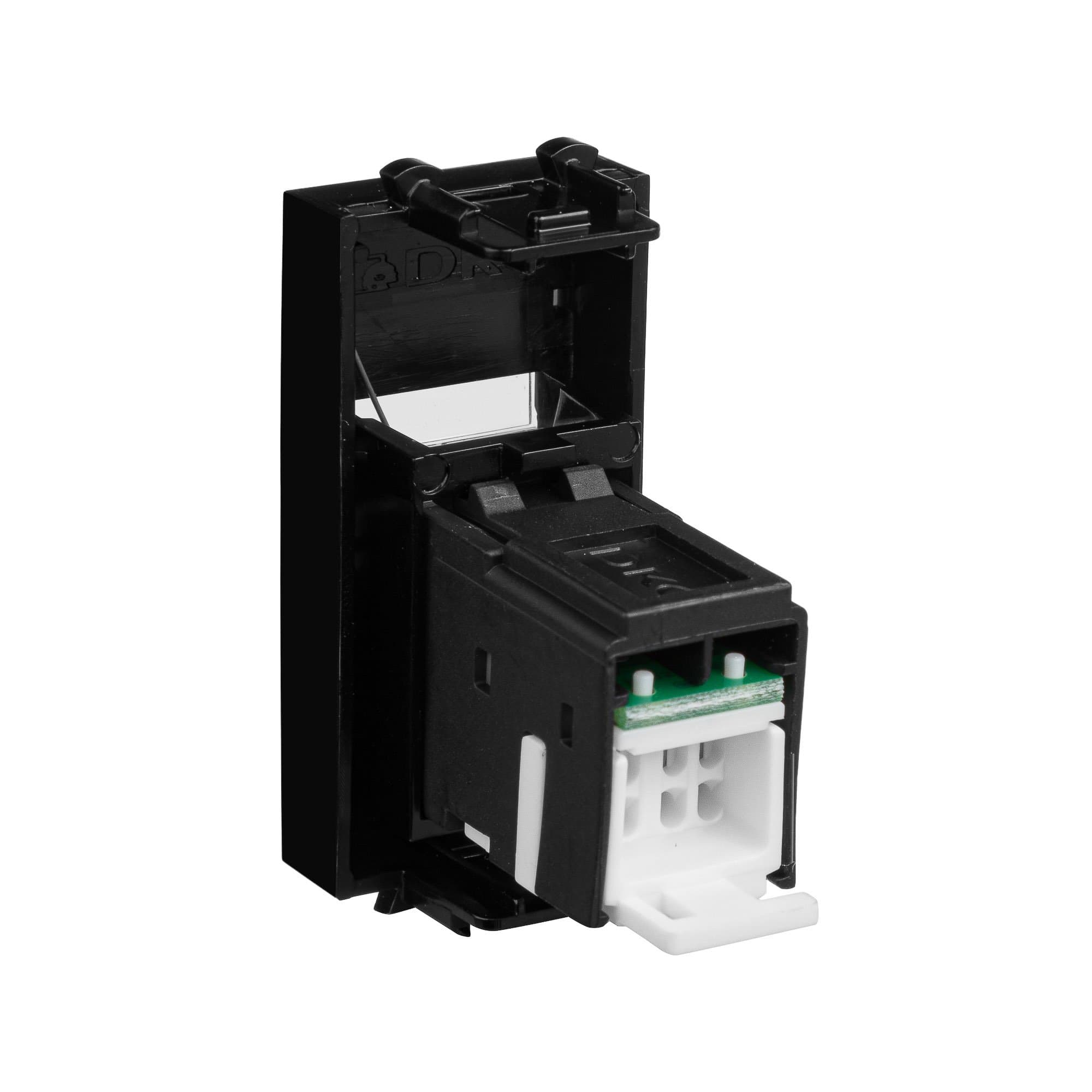 DKC Компьютерная розетка RJ-45 модульная, кат.5е, "Avanti", "Черный квадрат", 1 модуль — миниатюра 7