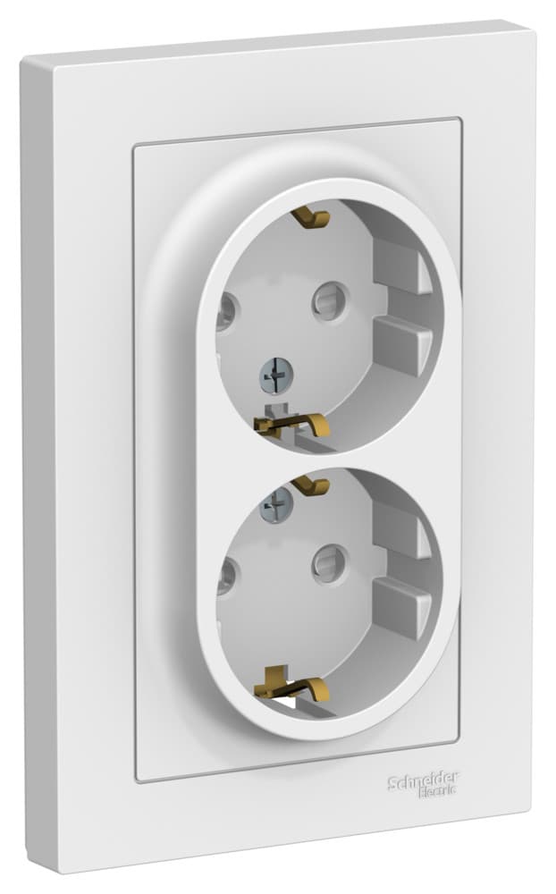 Systeme Electric AtlasDesign Лотос Розетка двойная с/з со шторками, 16А, в сборе