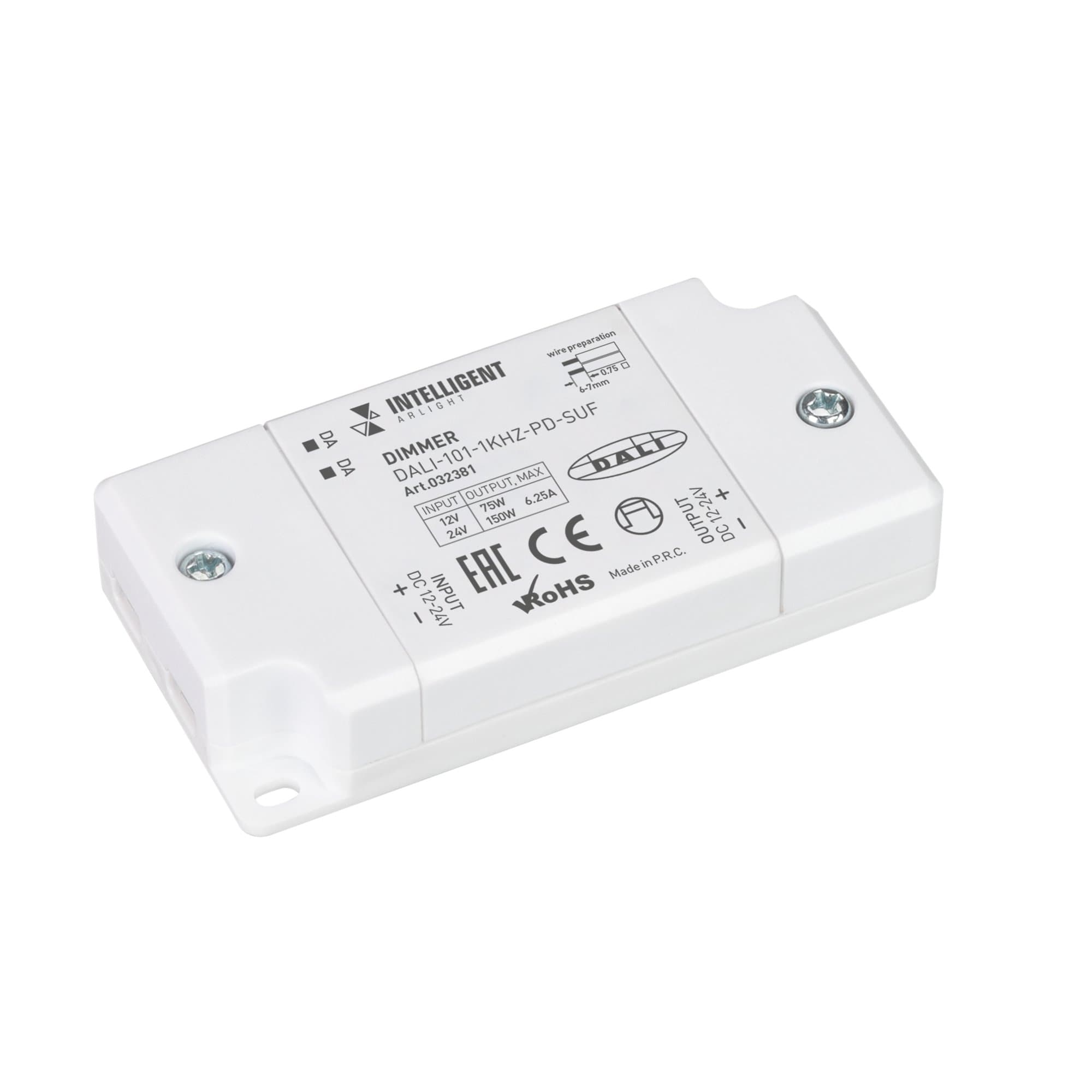 Arlight INTELLIGENT Диммер DALI-101-1kHz-PD-SUF (12-24V, 1х6.25А) (INTELLIGENT IP20 Пластик, 5 лет) 032381