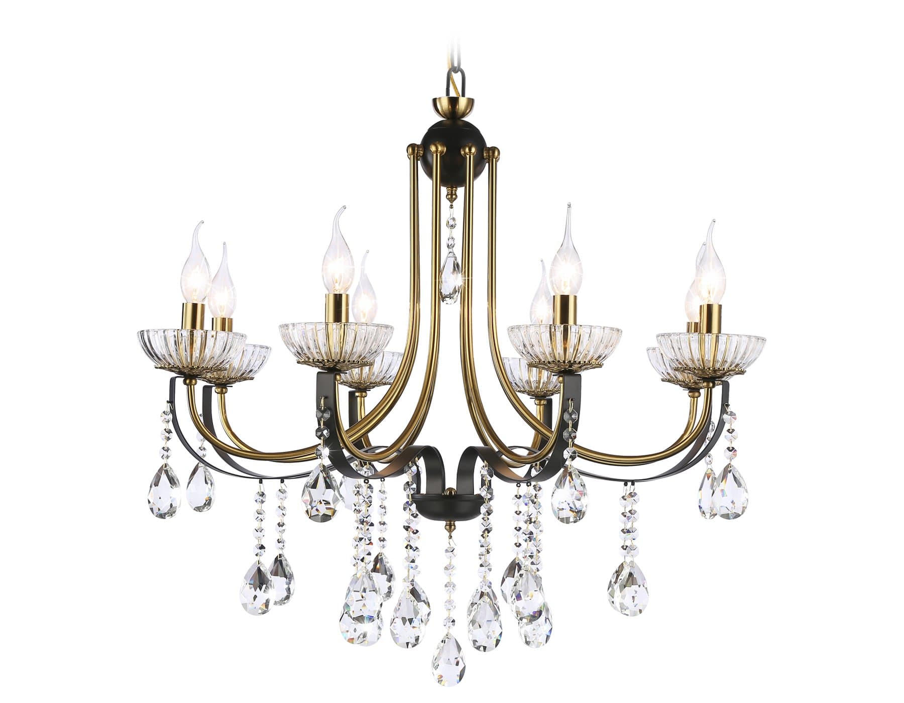Ambrella Подвесная люстра с хрусталем TR4953/8 BK/GD/CL черный/золото/прозрачный E14*8 max 40W D740*735