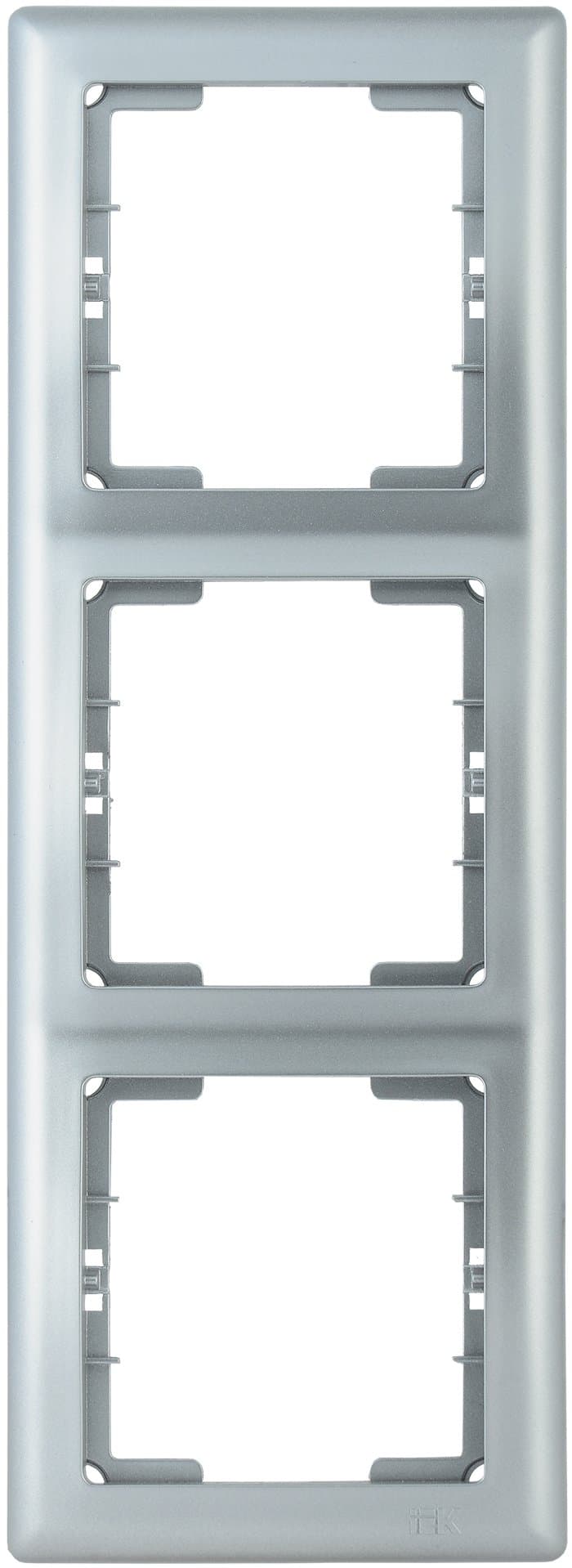 IEK РB-3-БС Рамка 3 мест. верт. BOLERO серебряный EMB31-K23