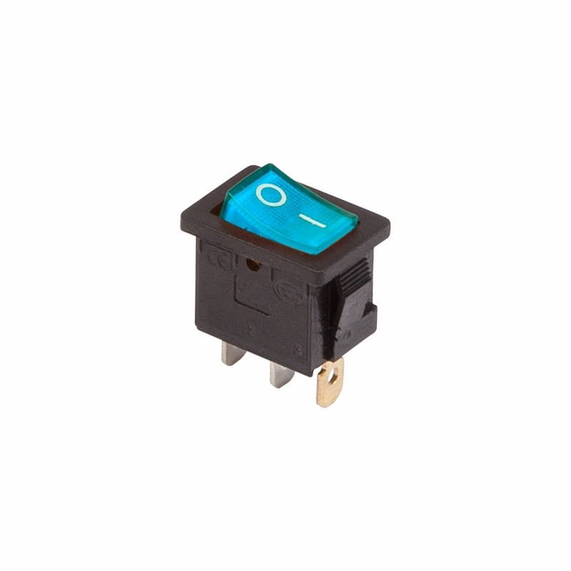 Выключатель клавишный 250V 6А (3с) ON-OFF синий с подсветкой Mini Rexant 36-2151