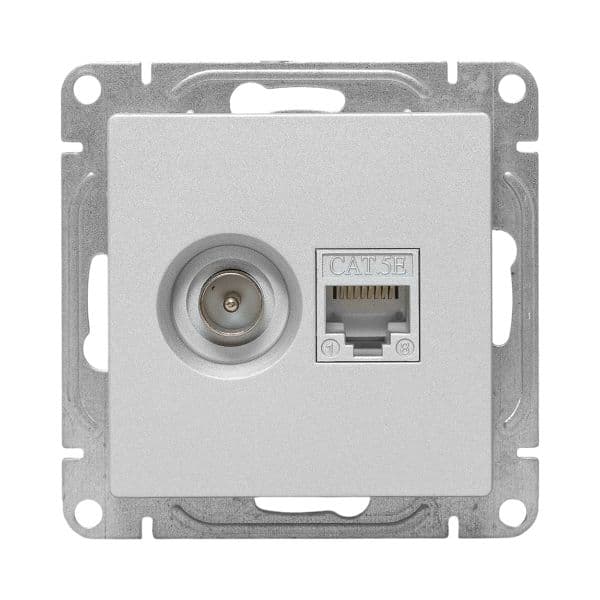 EKF Механизм розетки TV+RJ45 (cat5), алюминий Эпика — миниатюра 5