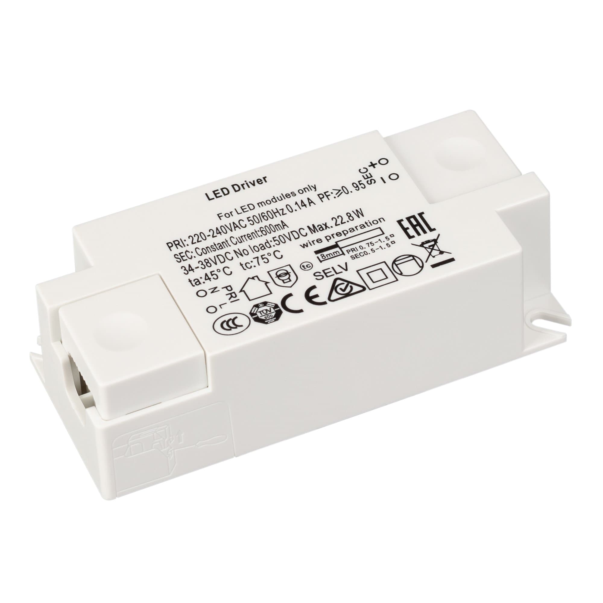 Arlight Блок питания ARJ-KE38600 (23W, 600mA, PFC) ( IP20 Пластик, 3 года) 029336